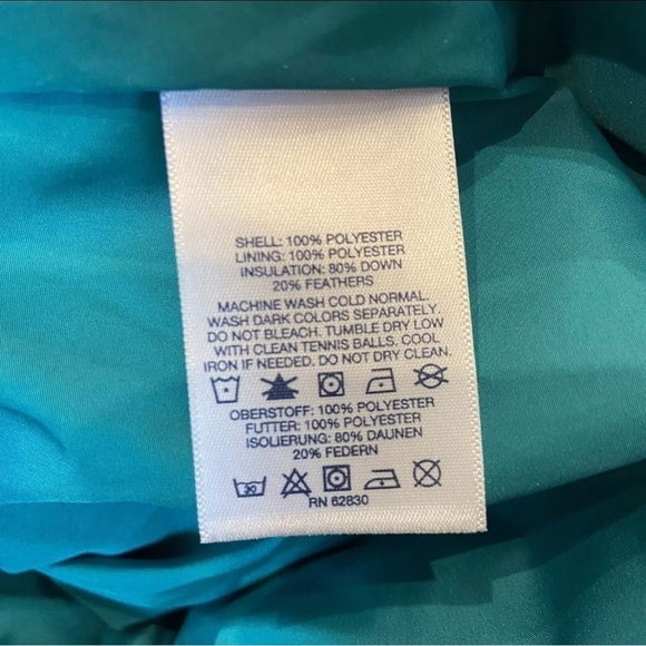 Lands End Medium Goose Down Puffer Vest zip teal green - Picture 9 of 9